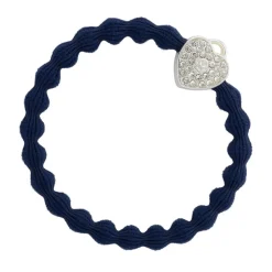 Silver Heart Lock Navy Blue